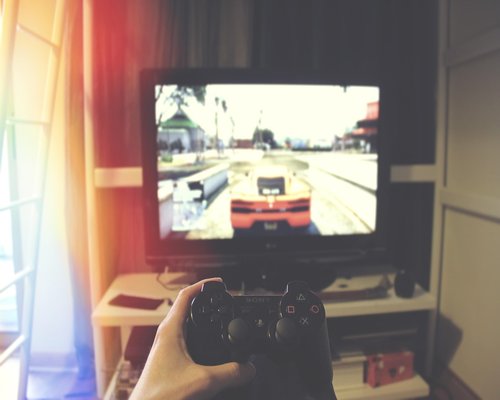 Contemporary gaming console and controller setup